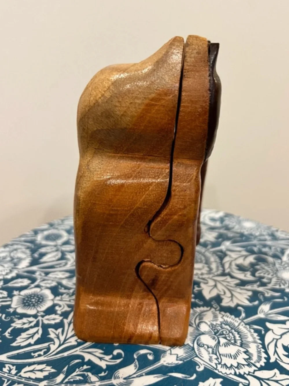 Handcrafted Two-Tone Wooden Cat Puzzle Box. 4 Pieces